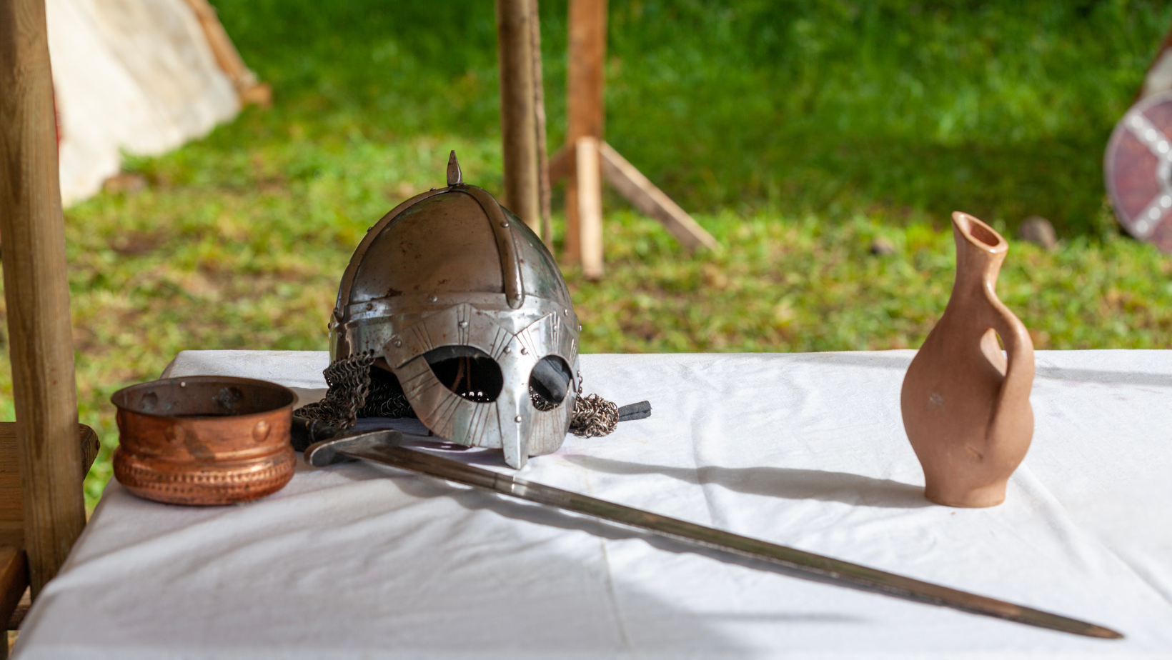 A simple noseguard, a common feature of viking helmets, viking age, worn helmet, cultic purposes, helm